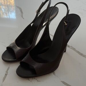Elegant Dark Brown Slingback Heels
